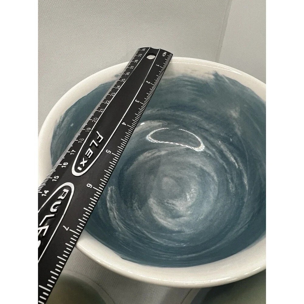 Anthropologie Vetiver + Pepper Oceania Nesting Bowls - Set of 4 blue green ivory